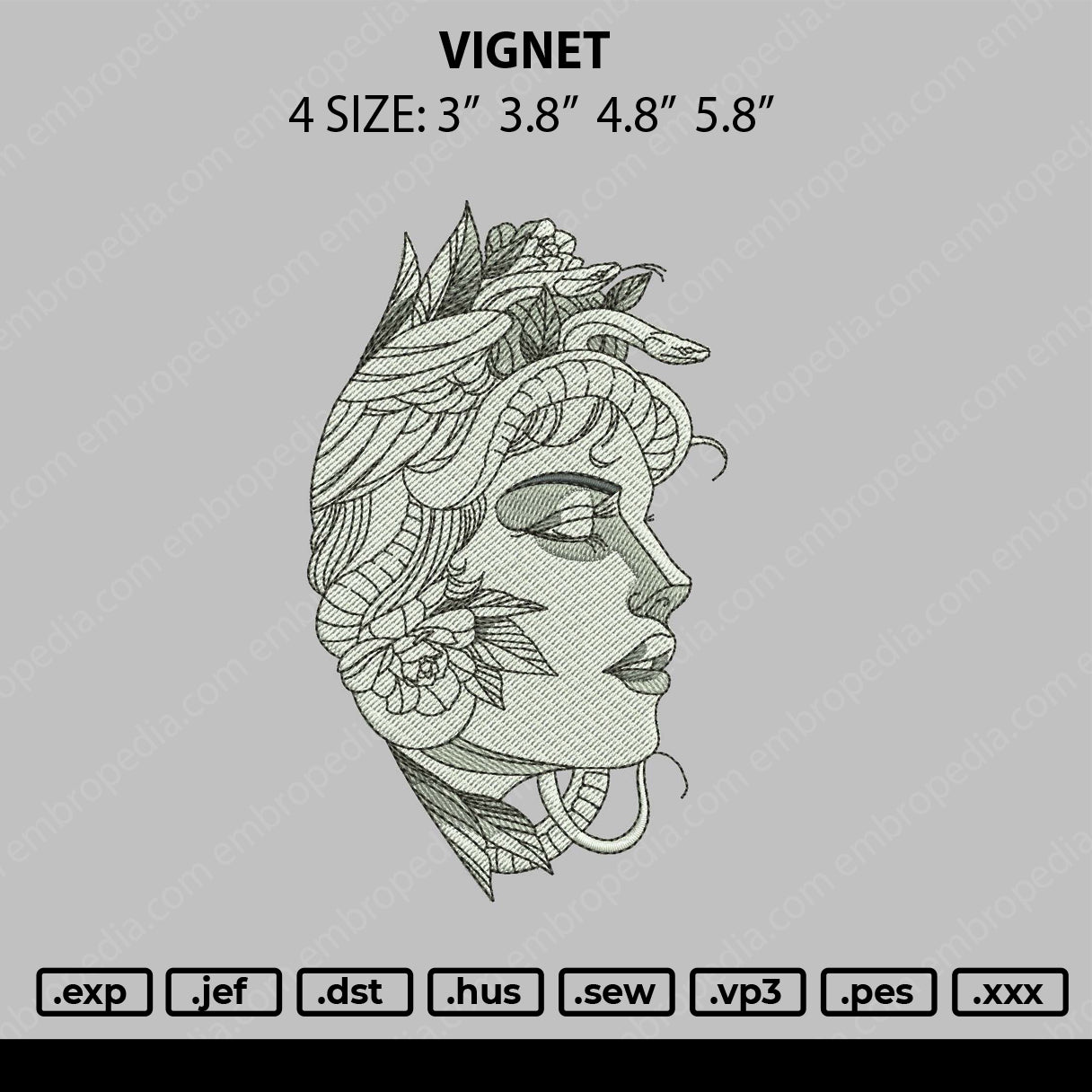 Vignet Embroidery File 4 size
