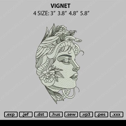 Vignet Embroidery File 4 size