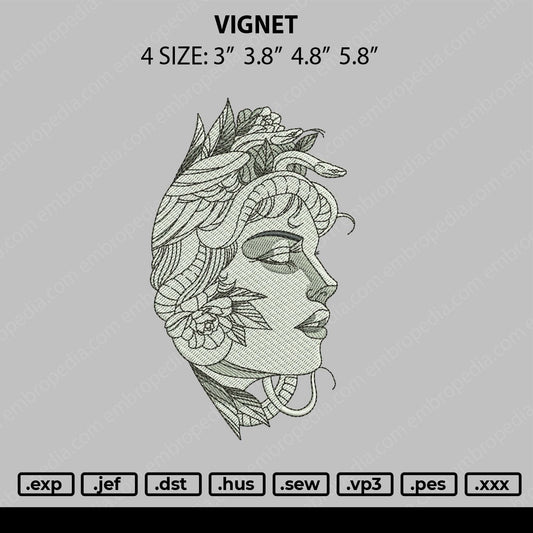 Vignet Embroidery File 4 size