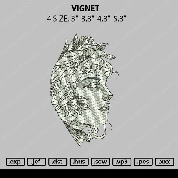 Vignet Embroidery File 4 size