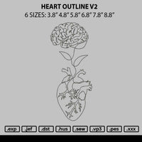 Heart Outline V2 Embroidery File 6 sizes