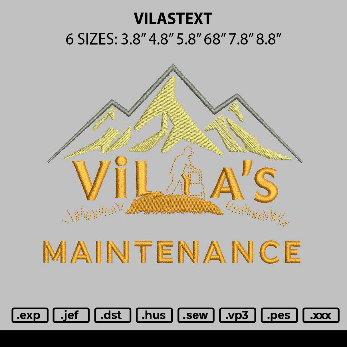Vilastext Embroidery File 6 sizes