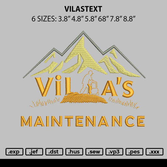 Vilastext Embroidery File 6 sizes