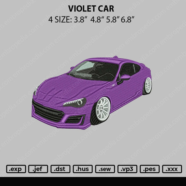 Violet Car Embroidery File 4 size