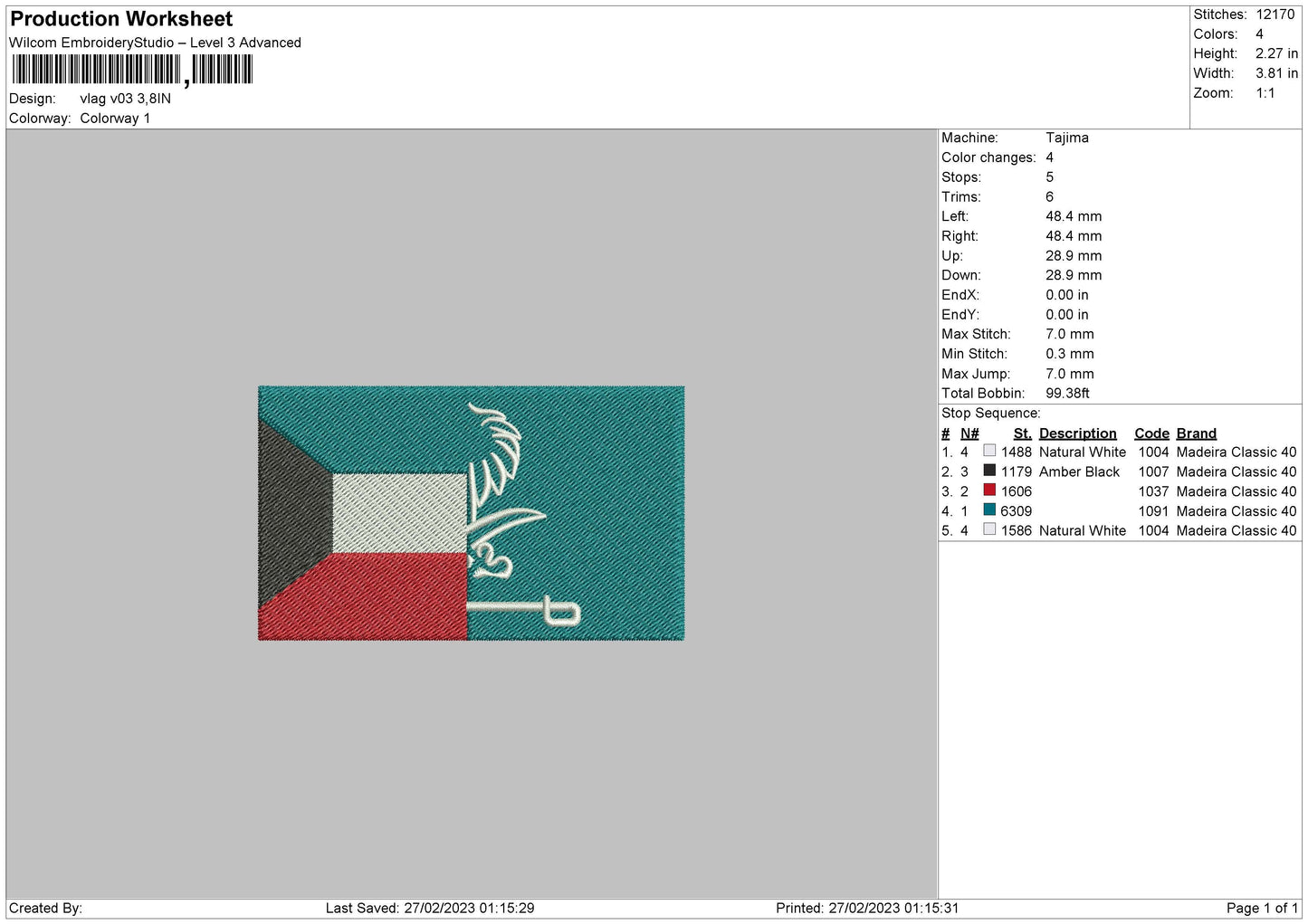 Flag v03 Embroidery File 6 sizes