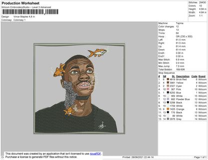 Vince Staples Embroidery File 4 size