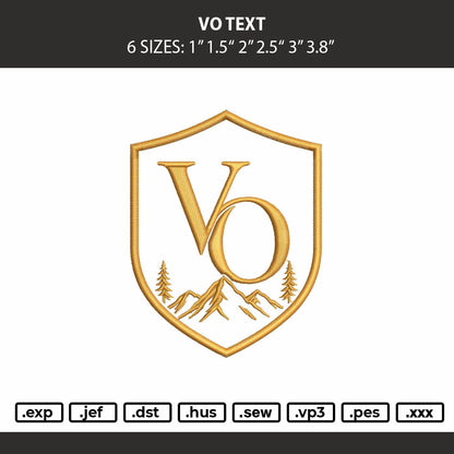 Vo Text Embroidery Machine Design File 6 sizes