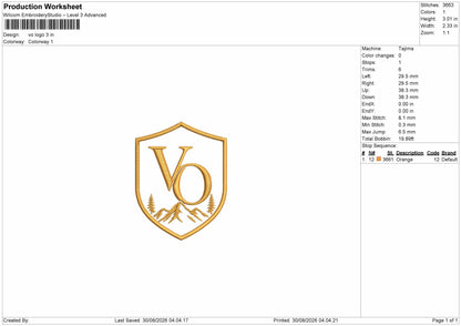 Vo Text Embroidery Machine Design File 6 sizes