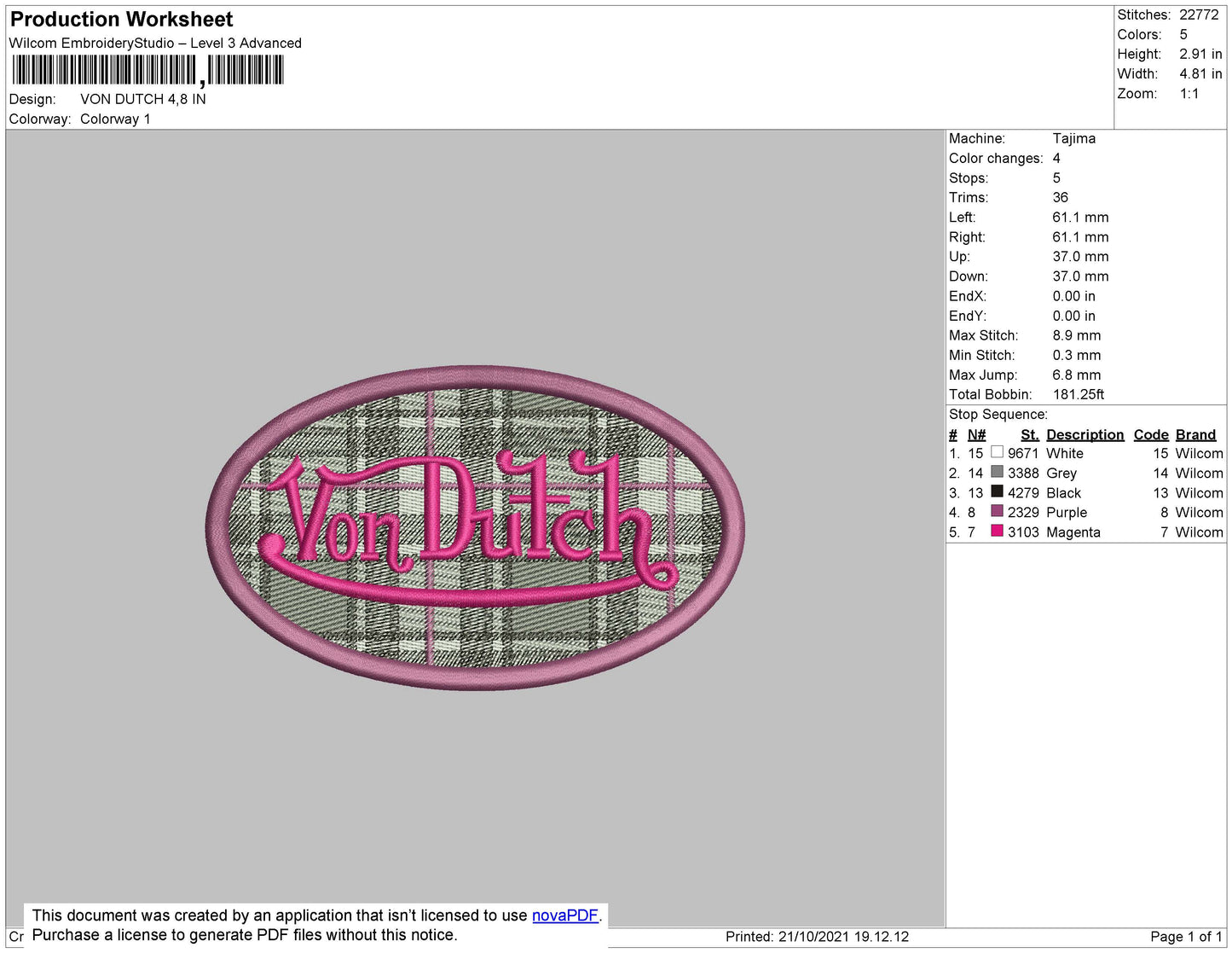 Von Dutch Embroidery File 4 size
