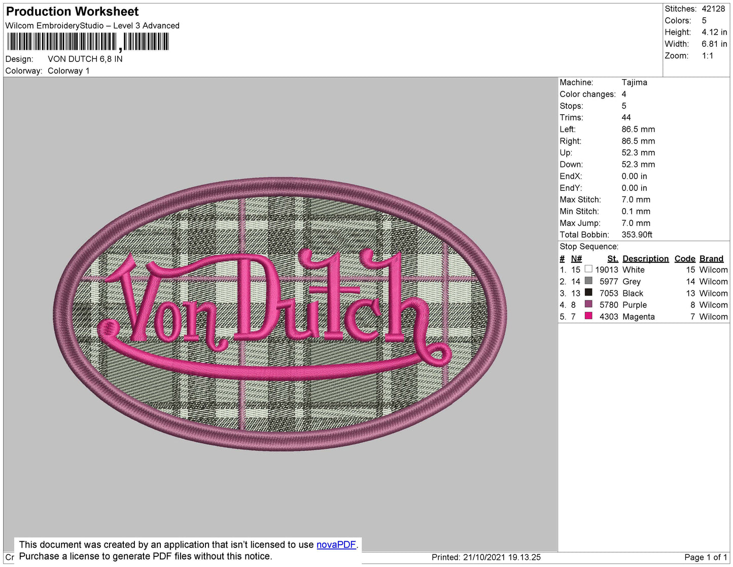 Von Dutch Embroidery File 4 size