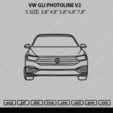 VW Gli Outline V2 Embroidery File 5 sizes