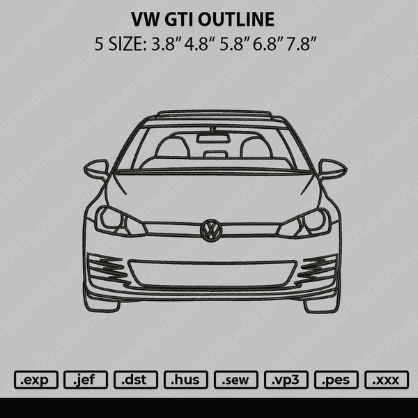 VW GTI Embroidery File 5 sizes