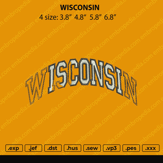 Wisconsin Embroidery File 4 size