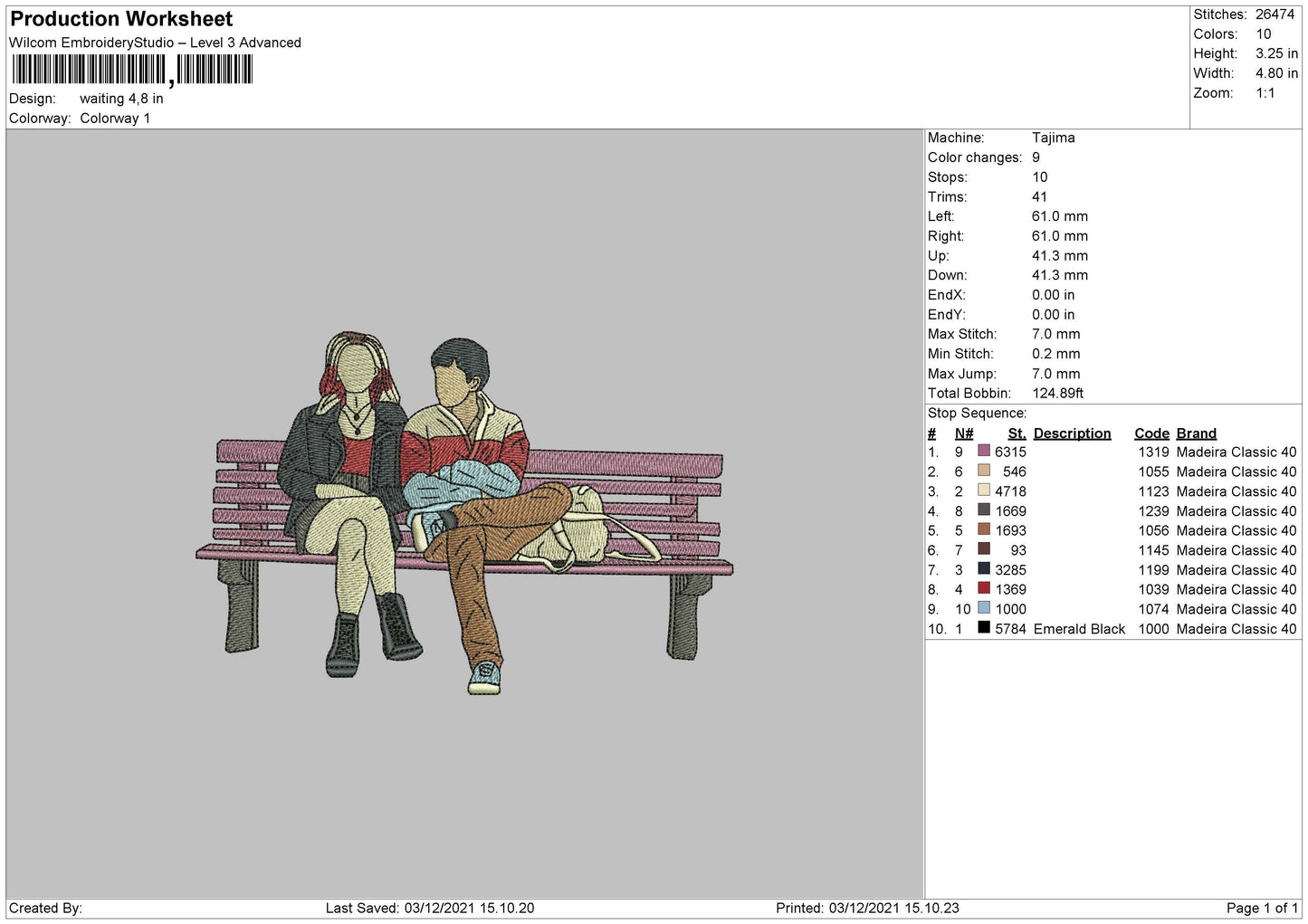Waiting Embroidery File 4 size