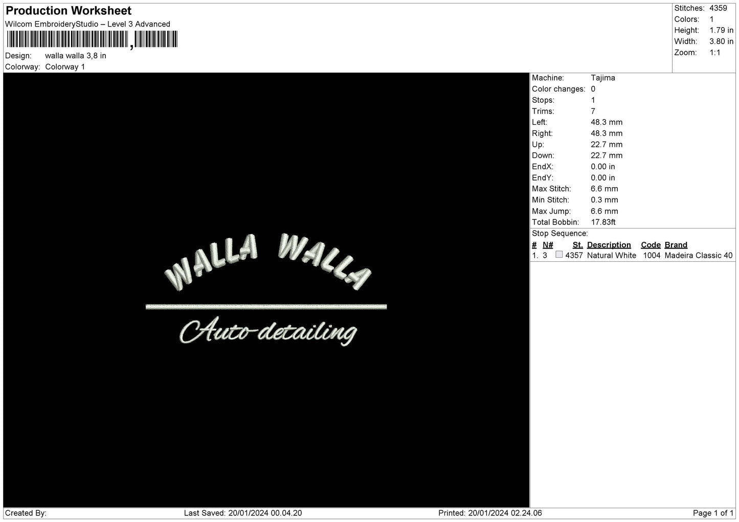 Wallatext Embroidery File 6 sizes