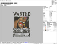 Wanted Marshall Embroidery File 4 size