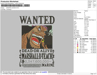 Wanted Marshall Embroidery File 4 size