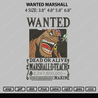 Wanted Marshall Embroidery File 4 size