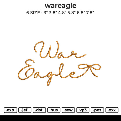 wareagle Embroidery File 6 sizes