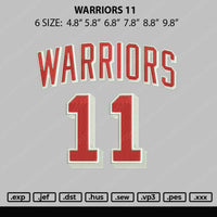 Warriors, 11, & text Embroidery 3 File