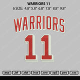 Warriors, 11, & text Embroidery 3 File