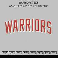 Warriors, 11, & text Embroidery 3 File