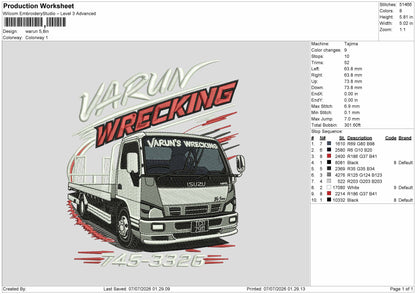 Waruntext Embroidery Machine Design File 6 sizes