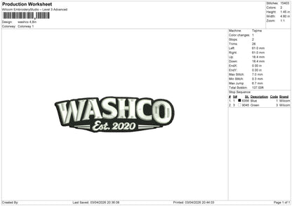 Washco Embroidery File 6 size