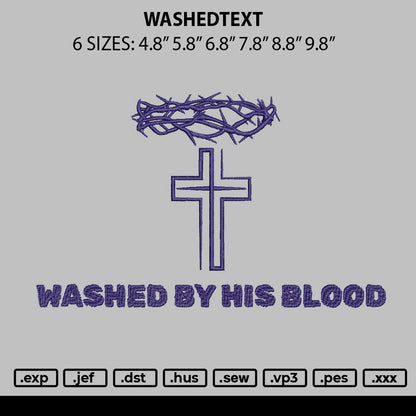 Washedtext Embroidery File 6 sizes