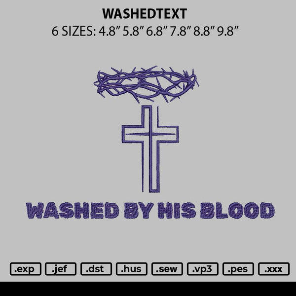 Washedtext Embroidery File 6 sizes