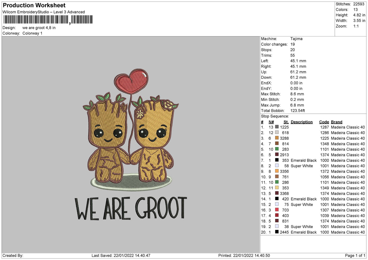 We Are Groot Embroidery File 4 size – Master Digitizer