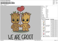 We Are Groot Embroidery File 4 size