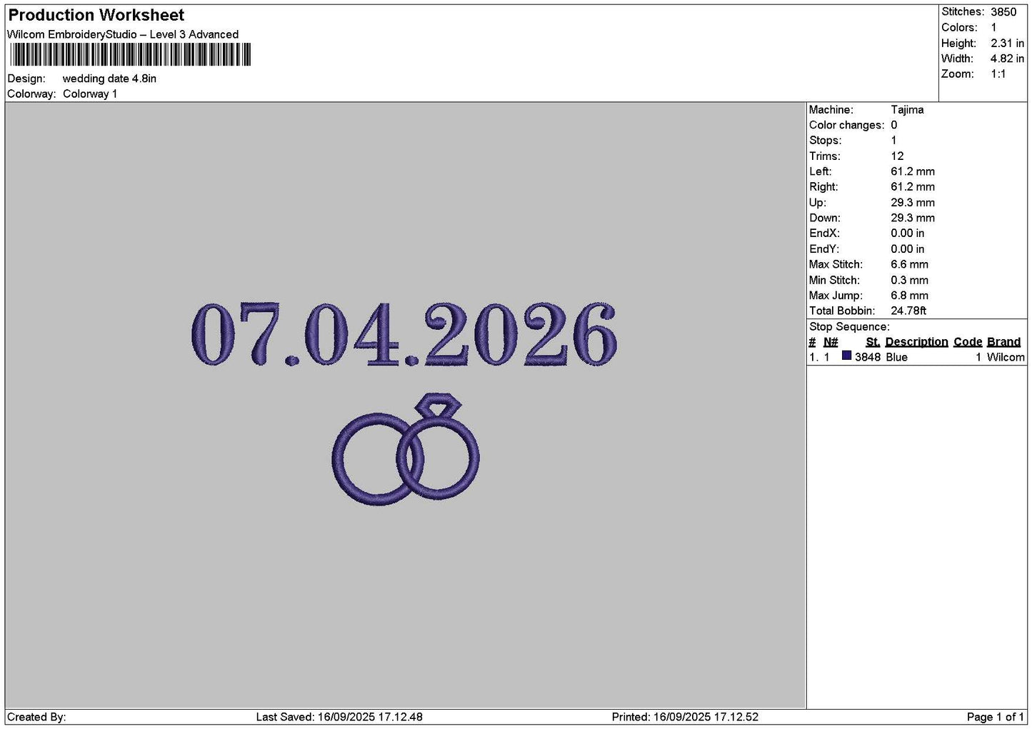 Rings Date 0704 Embroidery File 6 sizes