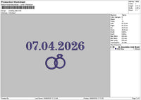 Rings Date 0704 Embroidery File 6 sizes