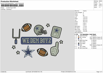 Boyz Text 1910 Embroidery Machine Design File 6 sizes