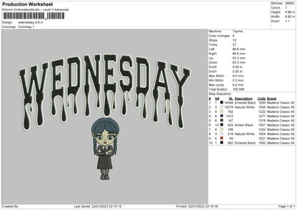 Wednesd Txt Embroidery File 6 sizes