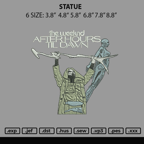 Statue Embroidery File 6 sizes