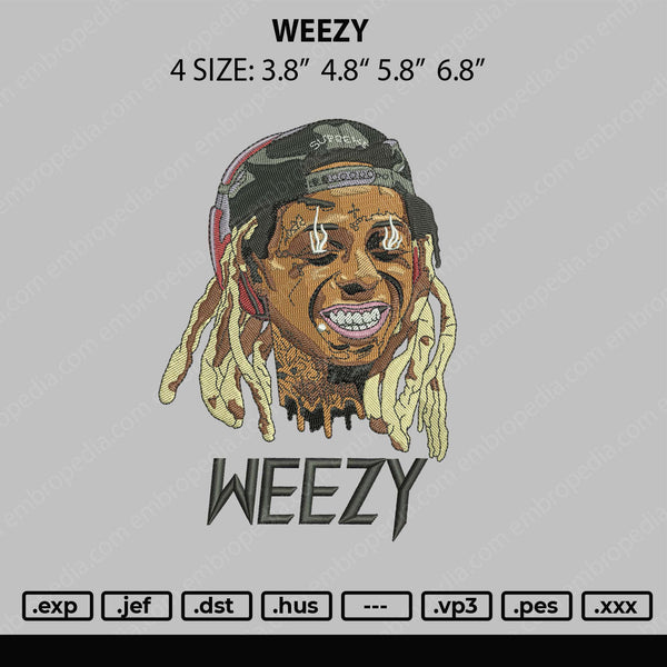 Weezy Embroidery File 4 size