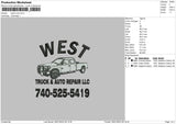 West Truck Embroidery File 4 size