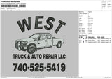 West Truck Embroidery File 4 size