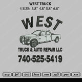 West Truck Embroidery File 4 size