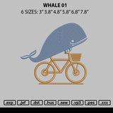 Whale 01 Embroidery File 6 sizes