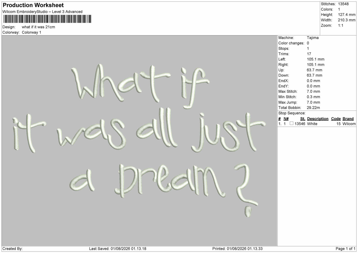 What If Text Embroidery Machine Design File 6 sizes
