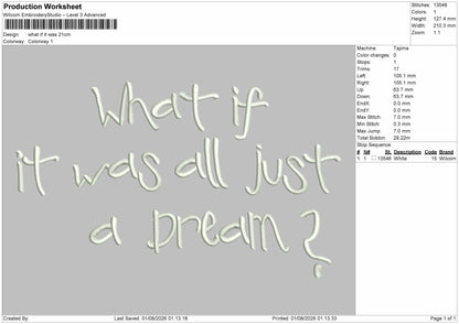 What If Text Embroidery Machine Design File 6 sizes