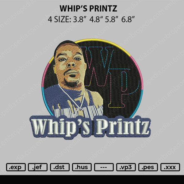 Whip's Printz Embroidery File 4 size