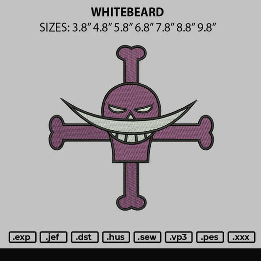 Whitebeard Embroidery File 4 size