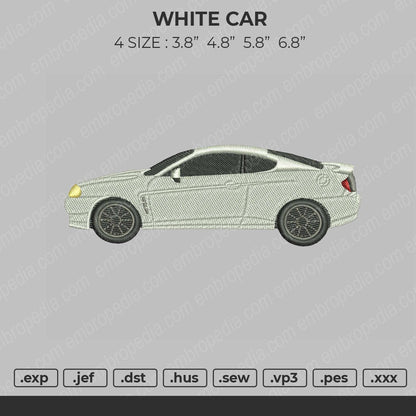White Car Embroidery File 4 size