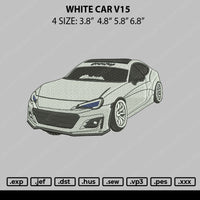 White Car V15 Embroidery File 4 size