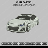 White Car V15 Embroidery File 4 size