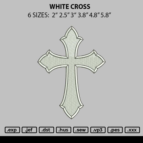 White Cross Embroidery File 6 sizes